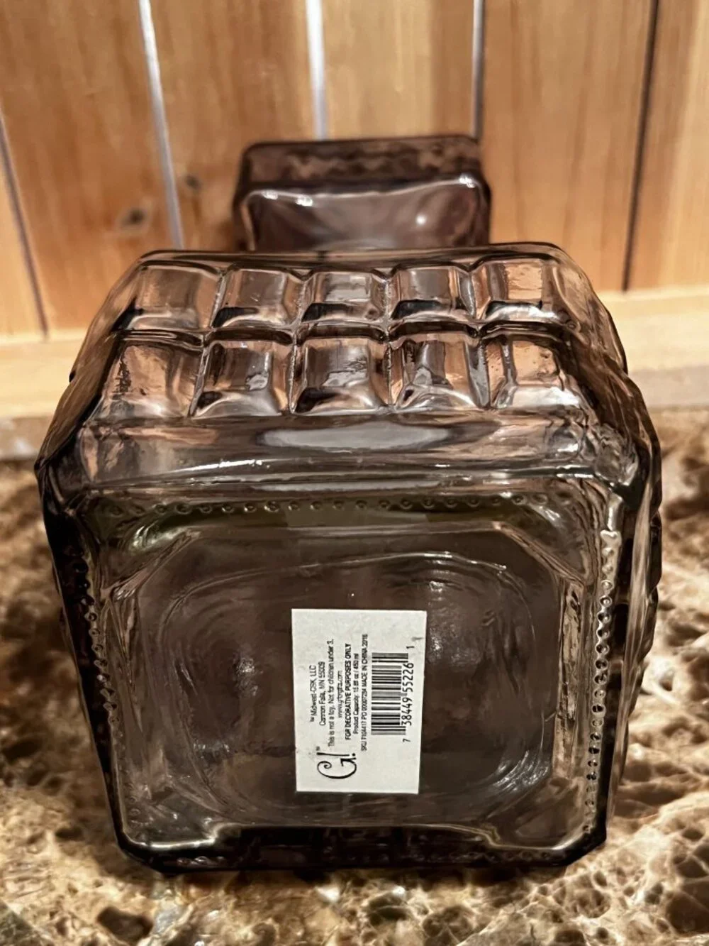 Smoked Glass Decorative Decanter 15.8 Oz Square Stopper
